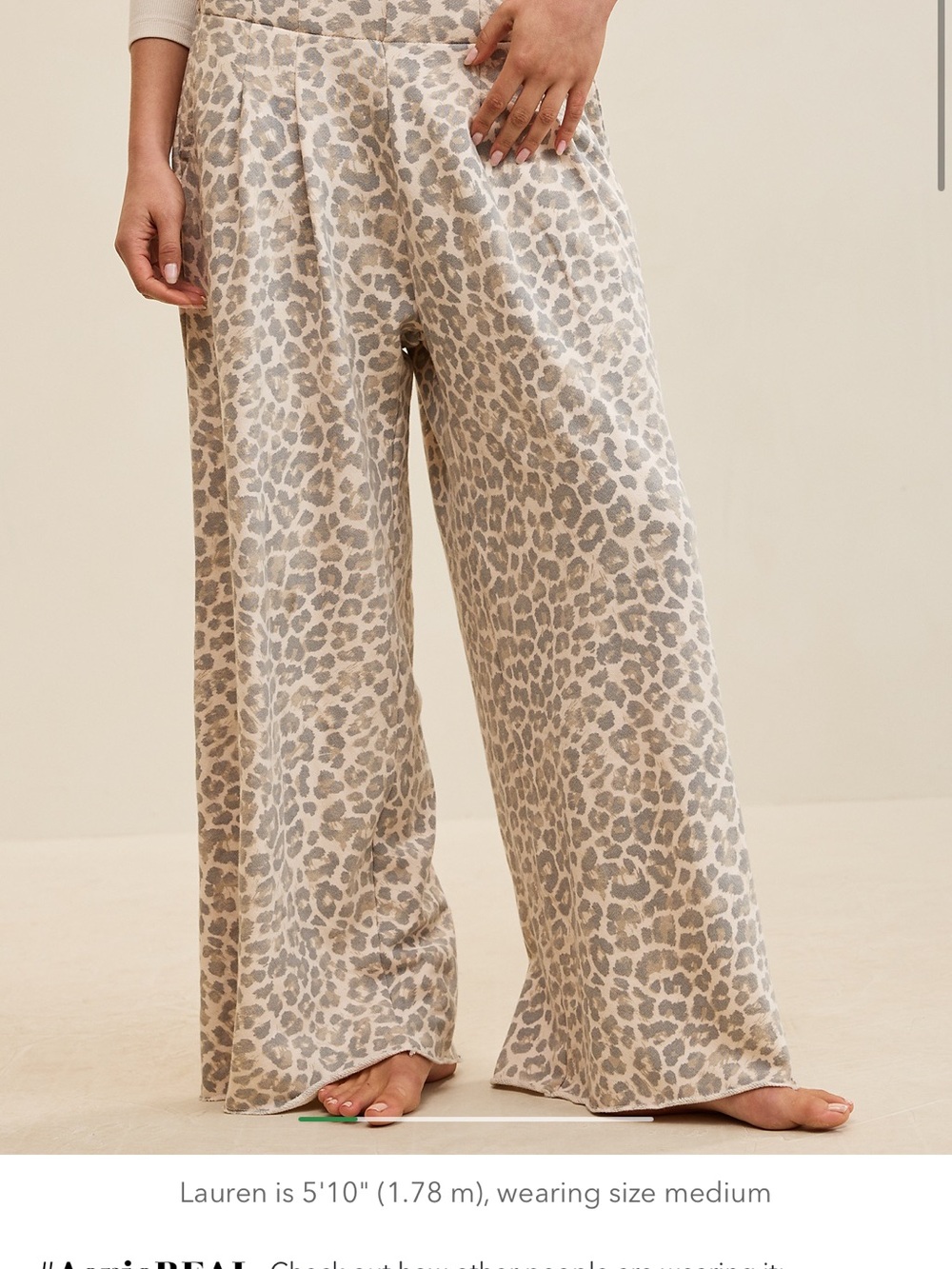 aerie Beige Leopard Wide-Leg Pants
